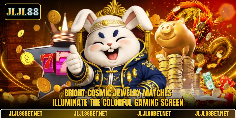 Bright cosmic jewelry matches illuminate the colorful gaming screen Bright cosmic jewelry matches illuminate the colorful gaming screen