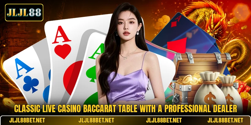 Classic Live Casino baccarat table with a professional dealer Classic Live Casino baccarat table with a professional dealer