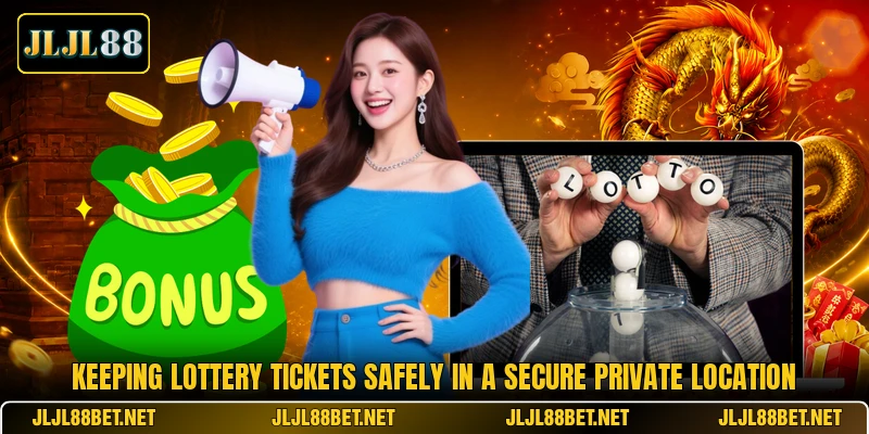 Keeping lottery tickets safely in a secure private location Keeping lottery tickets safely in a secure private location