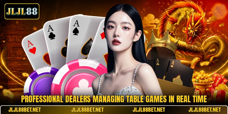 Professional dealers managing table games in real time Professional dealers managing table games in real time