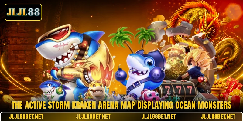 The active Storm Kraken Arena map displaying ocean monsters The active Storm Kraken Arena map displaying ocean monsters